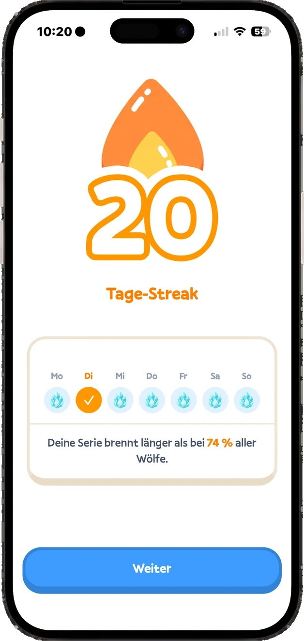 ARC: 20-Tage-Streak mit Wochenübersicht
